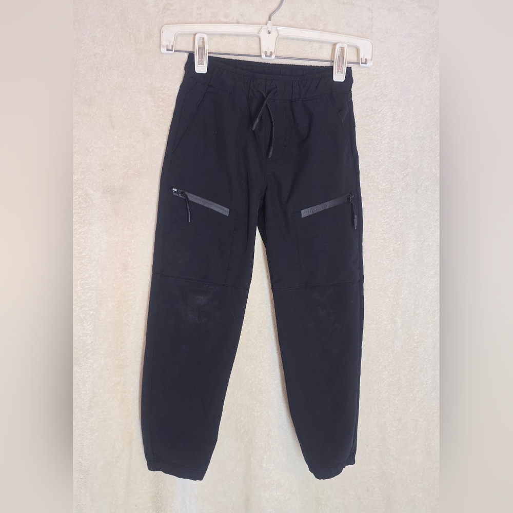Never not Hustling Boys Black/Grey Drawstring Jogger Zipper Sweatpants Size S(6-